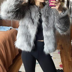 Light Gray Faux Fur Jacket